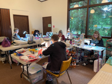 Camp Huston, Sew Room - Penny, Gable, Francie, Mary-London & Kristina